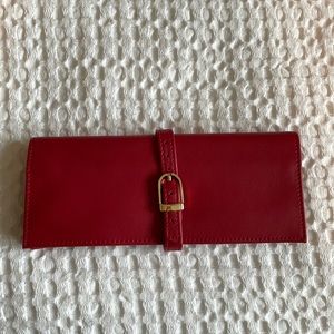 NWOT | Royce Suede Lined Jewelry Roll - Red Leather